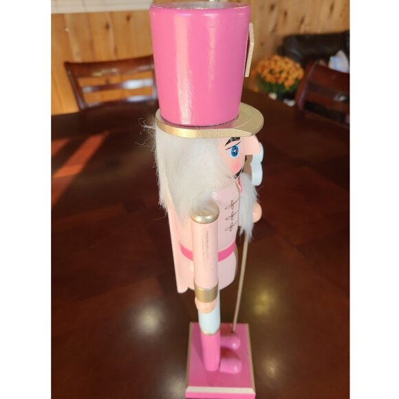 Christmas Nutcracker Soldier Wooden Statue Pink Holiday Decor Table Decoration - Picture 10 of 10